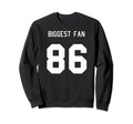 Number 86 Biggest Fan Sport Spirit Sweatshirt - Unique Graphic for Adults - T-Shirt, Sweatshirt, Hoodie