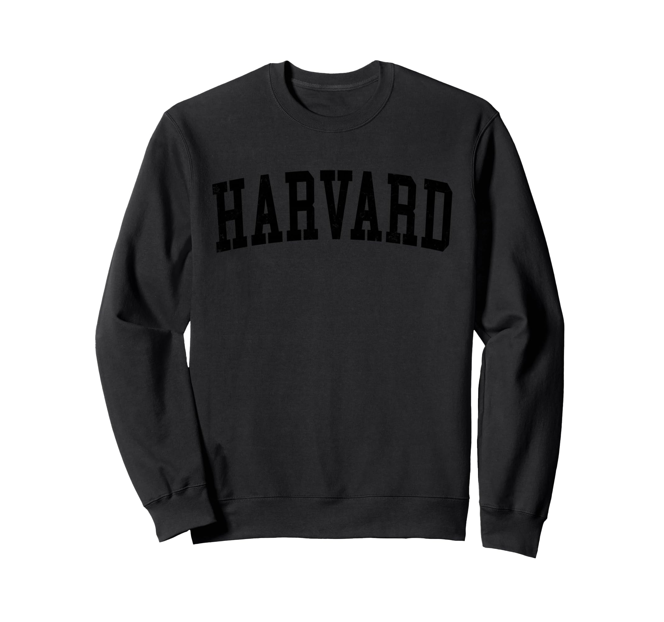 Harvard Il Distressed Black Varsity Sweatshirt - Novelty Apparel Unisex - T-Shirt, Sweatshirt, Hoodie