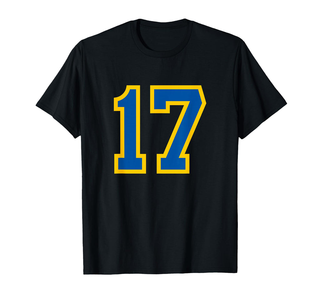 Blue Yellow Sport Team Number 17 T-Shirt - Unique Graphic Men Women - T-Shirt, Sweatshirt, Hoodie