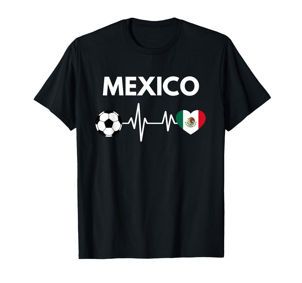 Mexico Flag Heartbeat Soccer T-Shirt - Casual Everyday Wear Men Women - T-Shirt, Sweatshirt, Hoodie