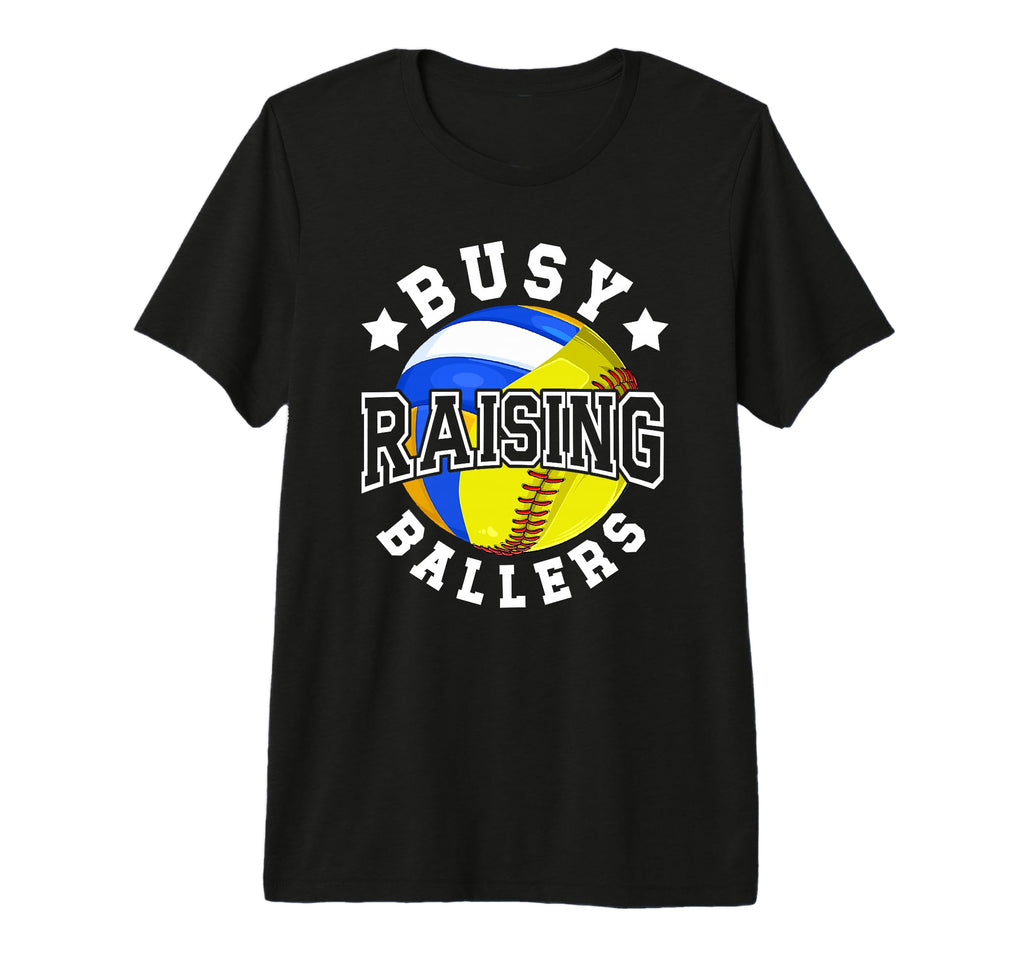 Mens Busy Raising Ballers Volleyball T-Shirt - Graphic Print for Adults - T-Shirt, Sweatshirt, Hoodie