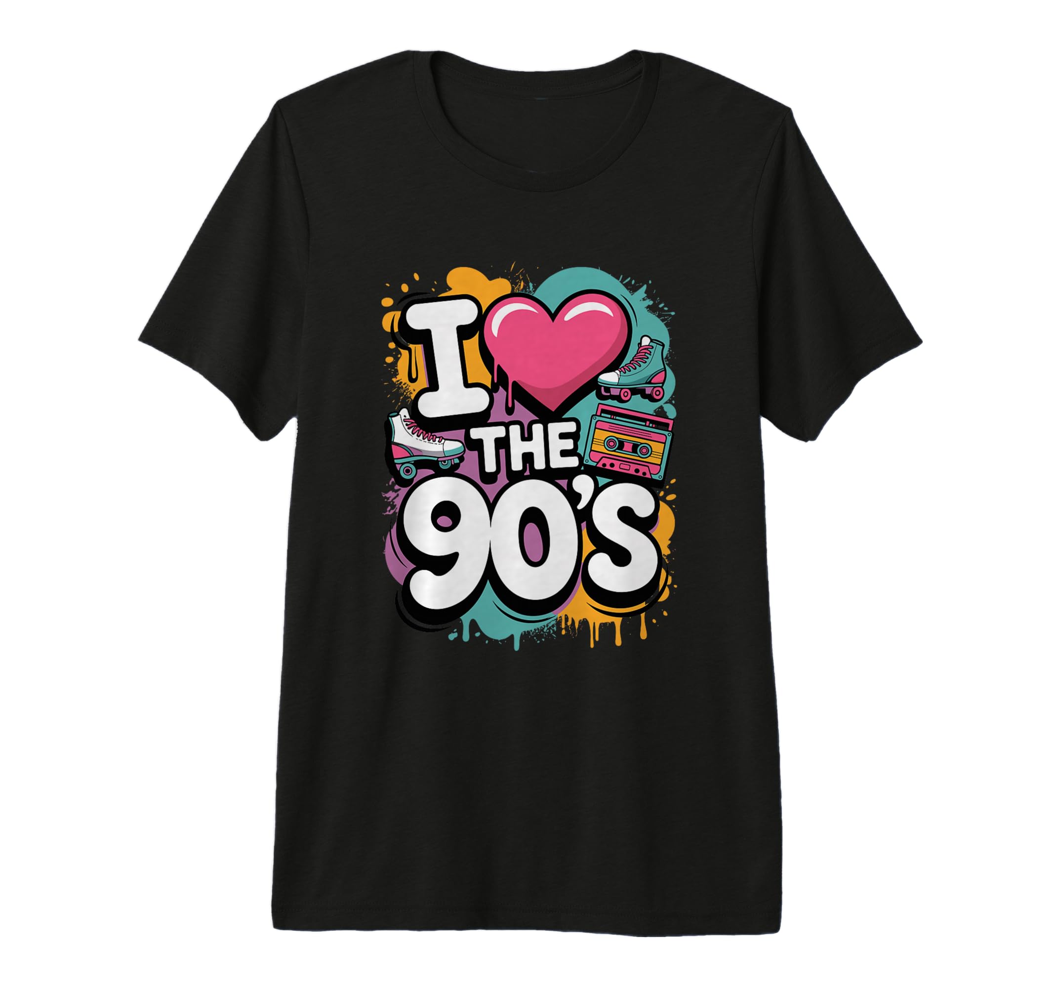 I Love 90S Roller Skates Cassette Tri T-Shirt - Aesthetic Graphic Unisex - T-Shirt, Sweatshirt, Hoodie