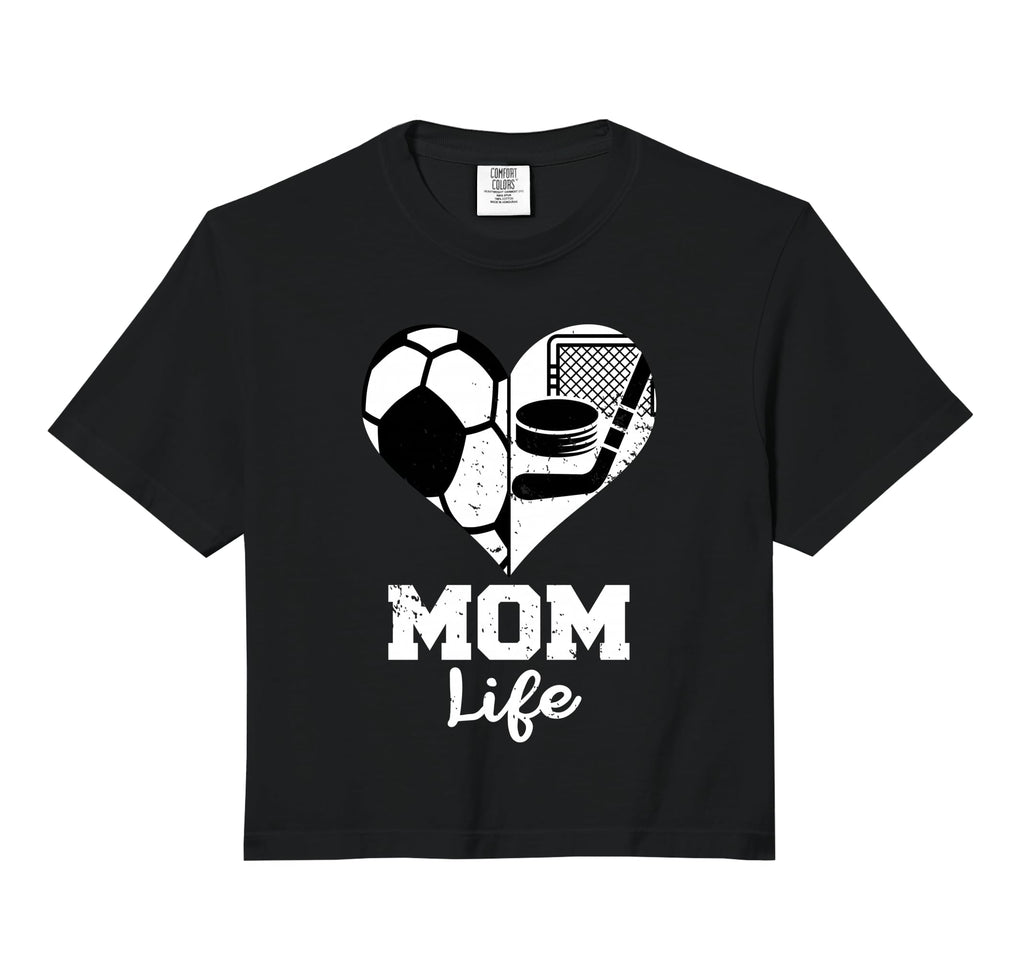 Mom Life Heart Funny Soccer Hockey Sweatshirt - Trendy Graphic for Adults - T-Shirt, Sweatshirt, Hoodie