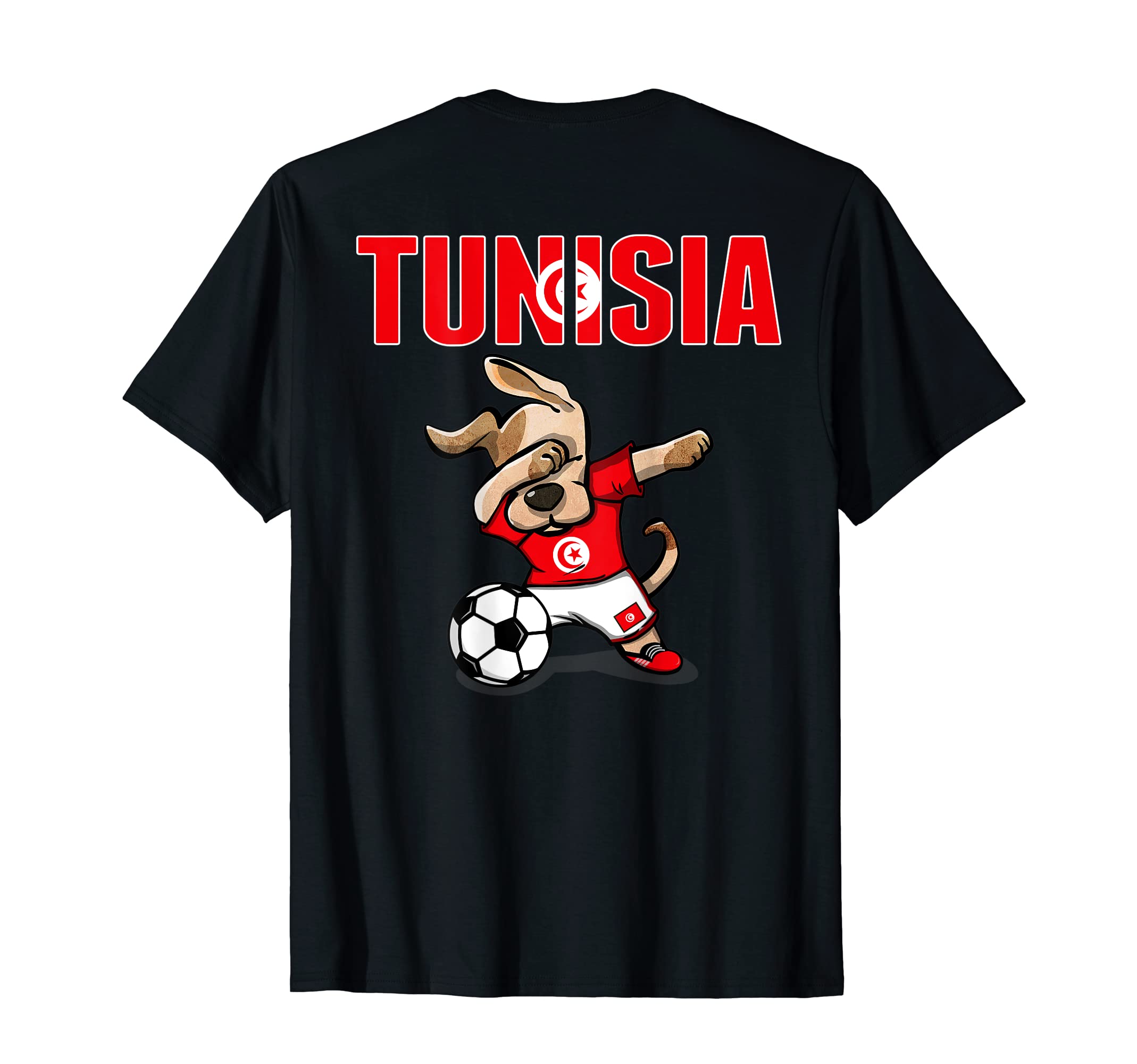 Dabbing Dog Tunisia Soccer Lovers T-Shirt - Fun Novelty Design Unisex - T-Shirt, Sweatshirt, Hoodie