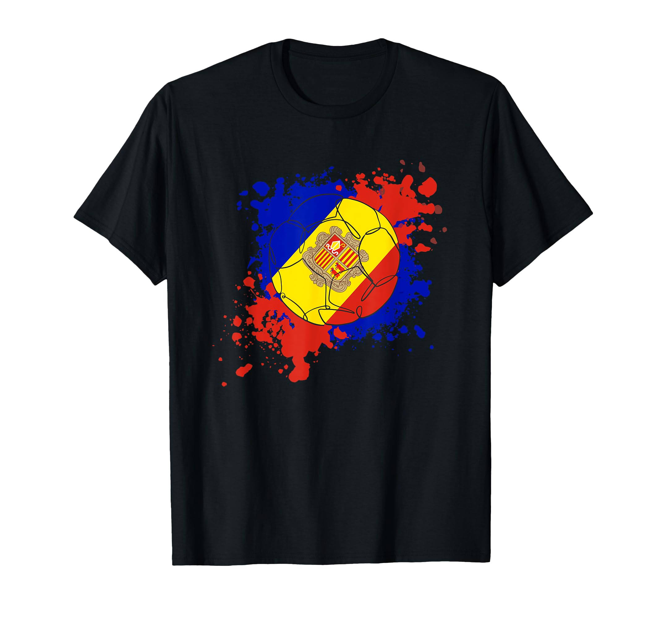 Soccer Ball Flag Andorra T-Shirt - Custom Art Print Unisex - T-Shirt, Sweatshirt, Hoodie