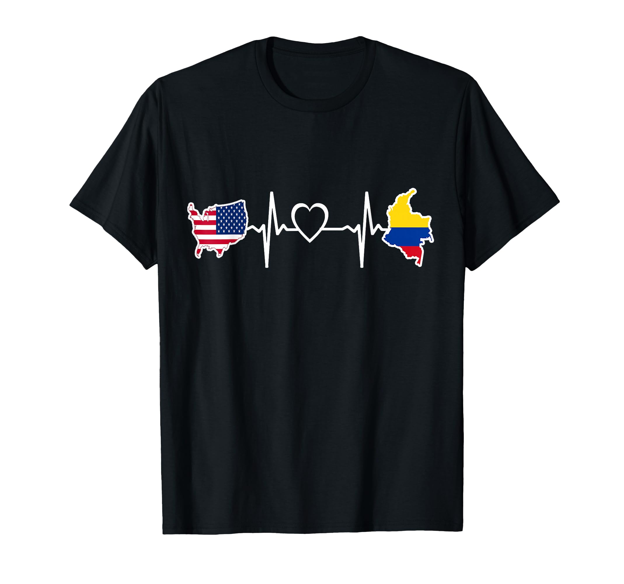 Colombia Usa Heartbeat Colombian T-Shirt - Graphic Print for Adults - T-Shirt, Sweatshirt, Hoodie