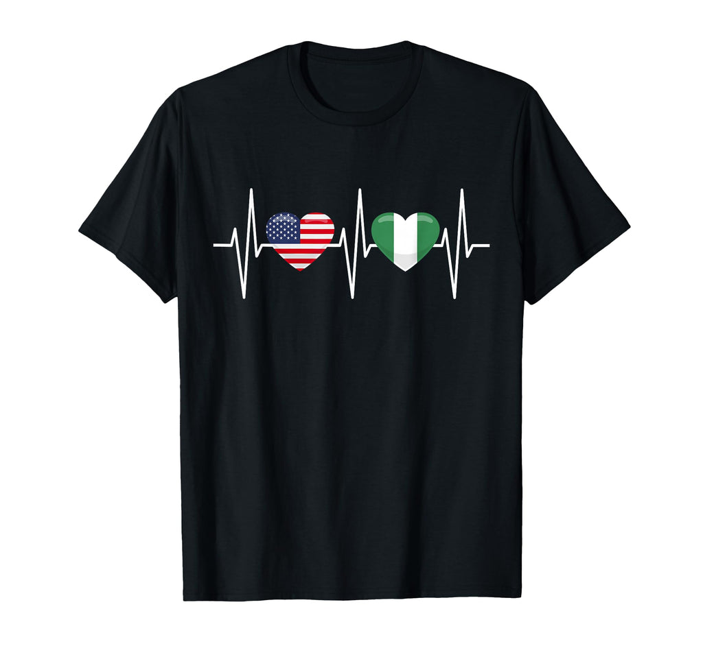 Usa Nigeria Heartbeat America Nigerian T-Shirt - Minimalist Print Unisex - T-Shirt, Sweatshirt, Hoodie