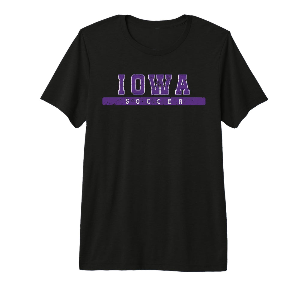Iowa Soccer Purple Text Tri Blend T-Shirt - Streetwear Style Unisex - T-Shirt, Sweatshirt, Hoodie