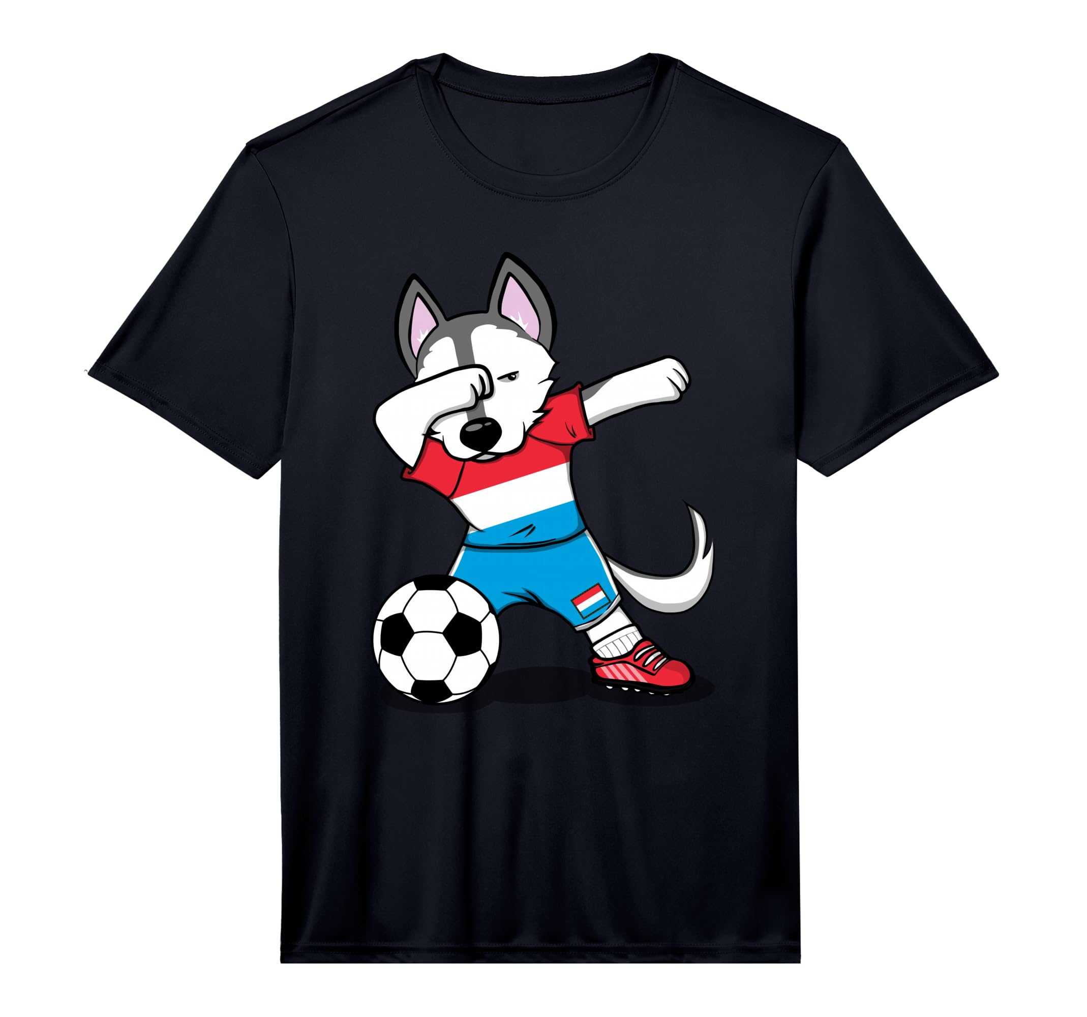 Dabbing Husky Dog Luxembourg Football T-Shirt - Custom Art Print Men Women - T-Shirt, Sweatshirt, Hoodie
