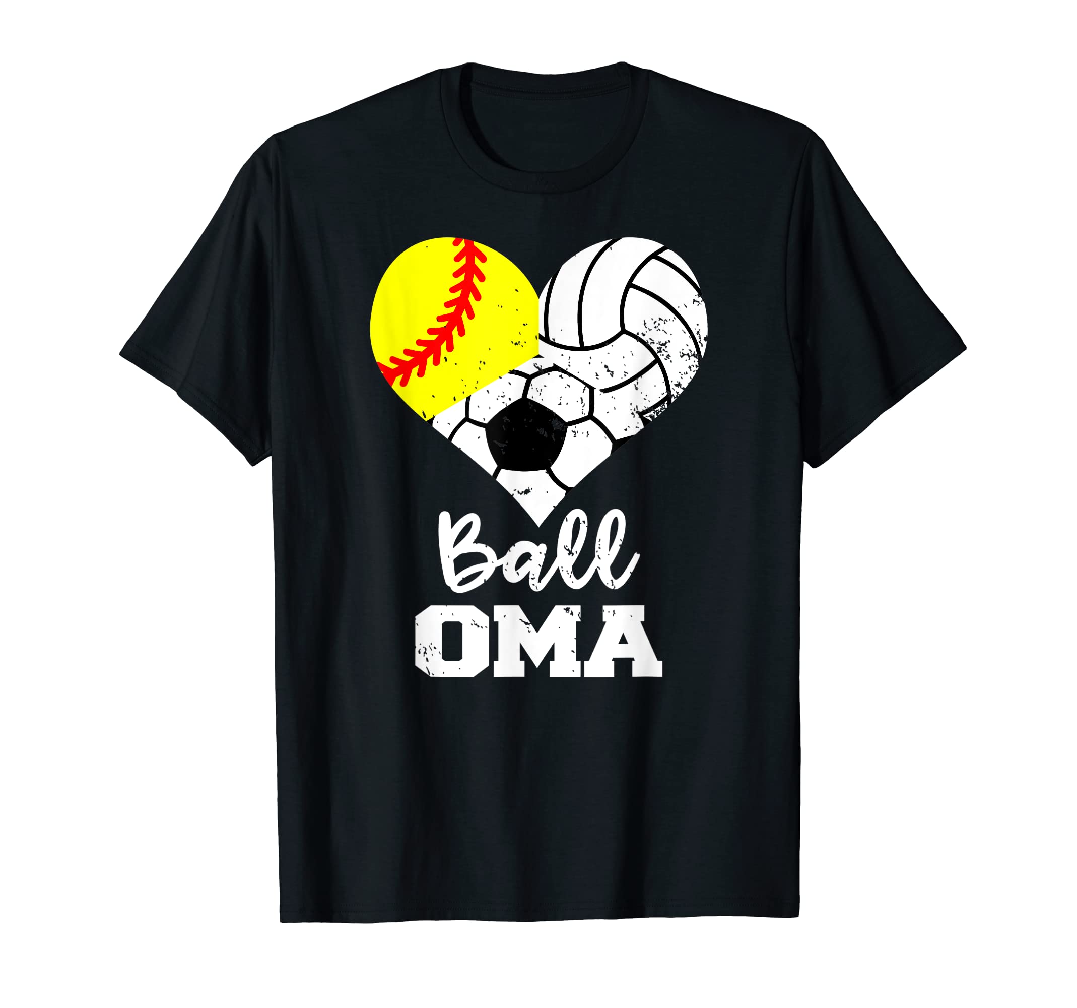 Ball Oma Heart Funny Softball Volleyball T-Shirt - Novelty Apparel Unisex - T-Shirt, Sweatshirt, Hoodie
