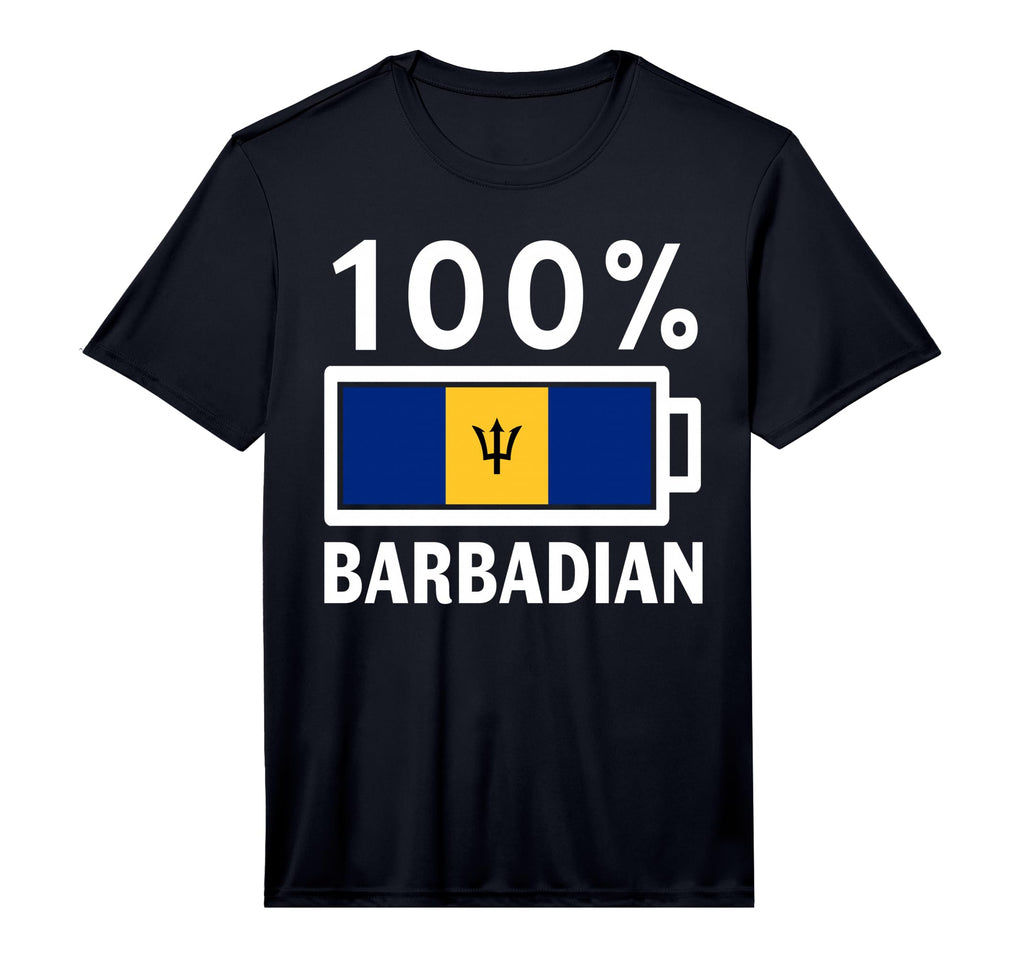 Barbados Flag 100 Barbadian Battery T-Shirt - Novelty Apparel for Adults - T-Shirt, Sweatshirt, Hoodie