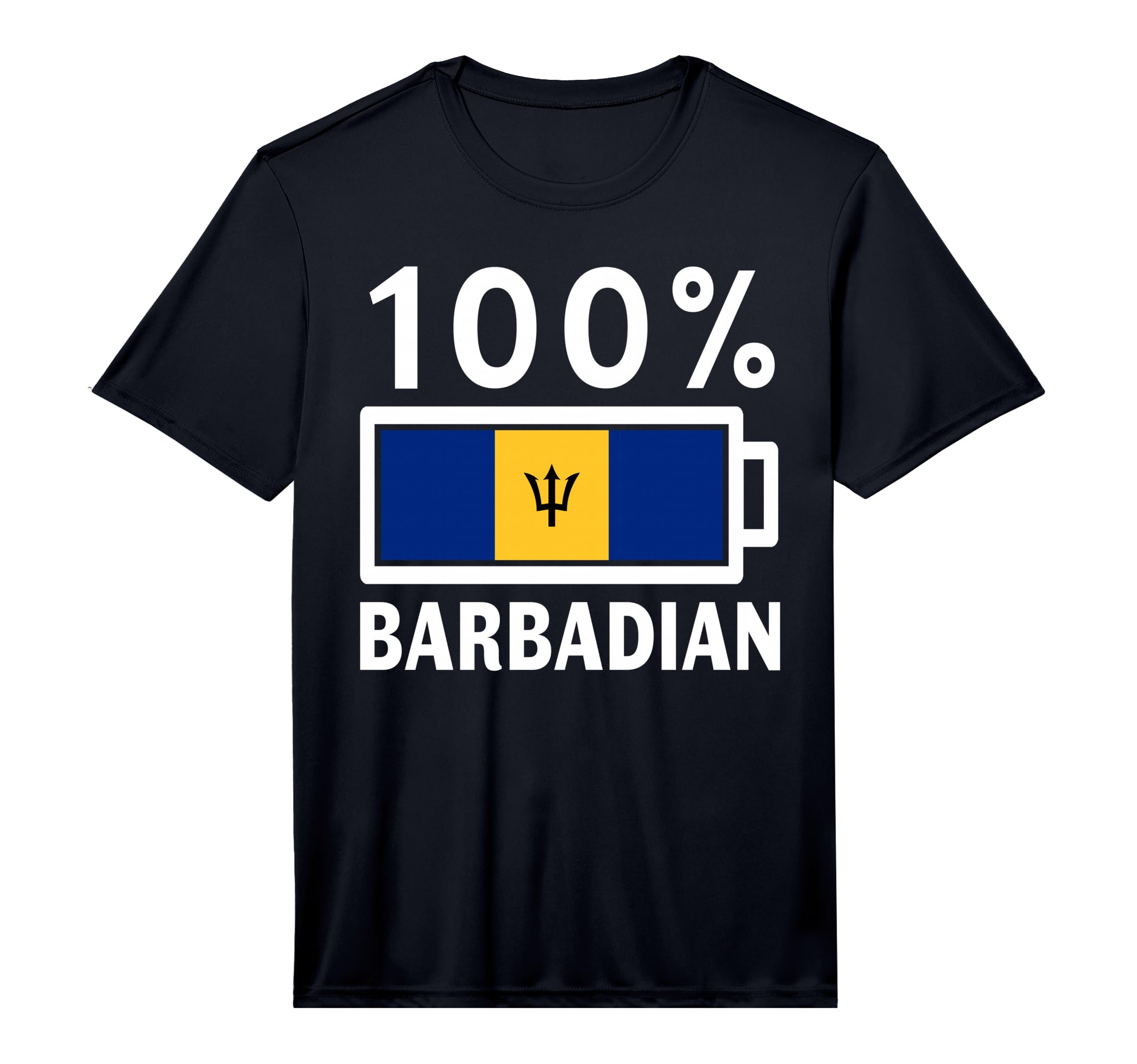 Barbados Flag 100 Barbadian Battery T-Shirt - Novelty Apparel for Adults - T-Shirt, Sweatshirt, Hoodie