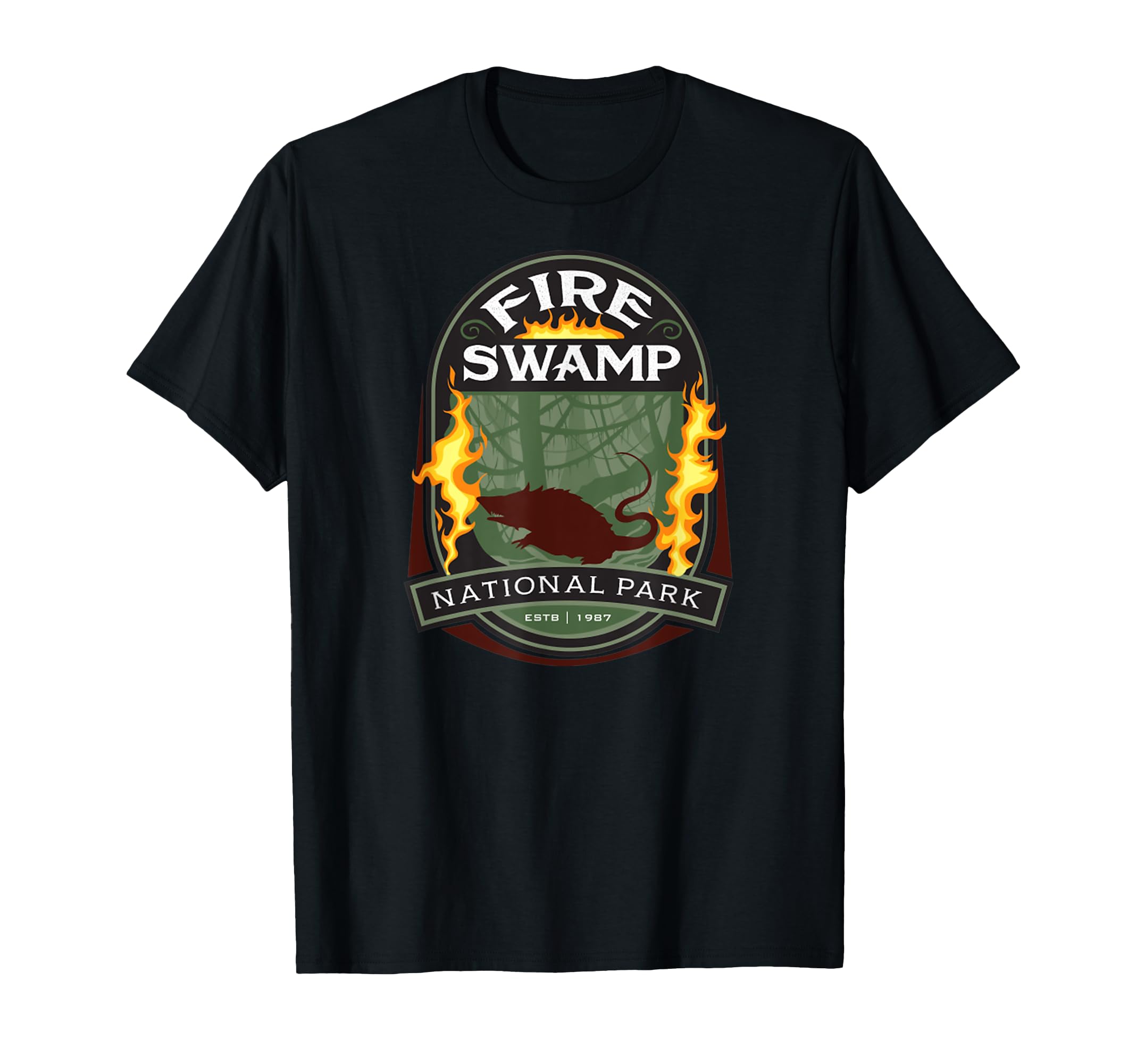 Fire Swamp National Park Camping T-Shirt - Fun Novelty Design Unisex - T-Shirt, Sweatshirt, Hoodie