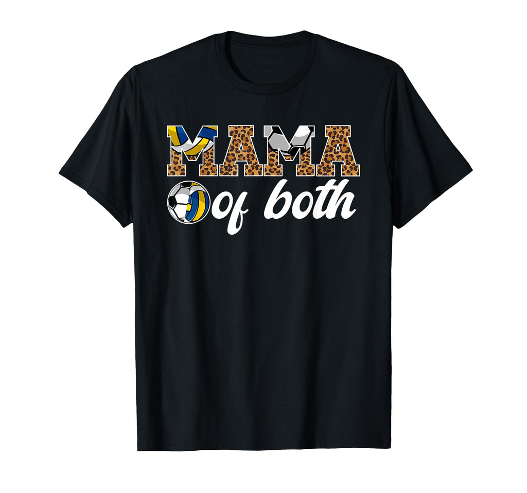 Mama Both Leopard Soccer Volleyball Mom T-Shirt - Trendy Graphic for Adults - T-Shirt, Sweatshirt, Hoodie