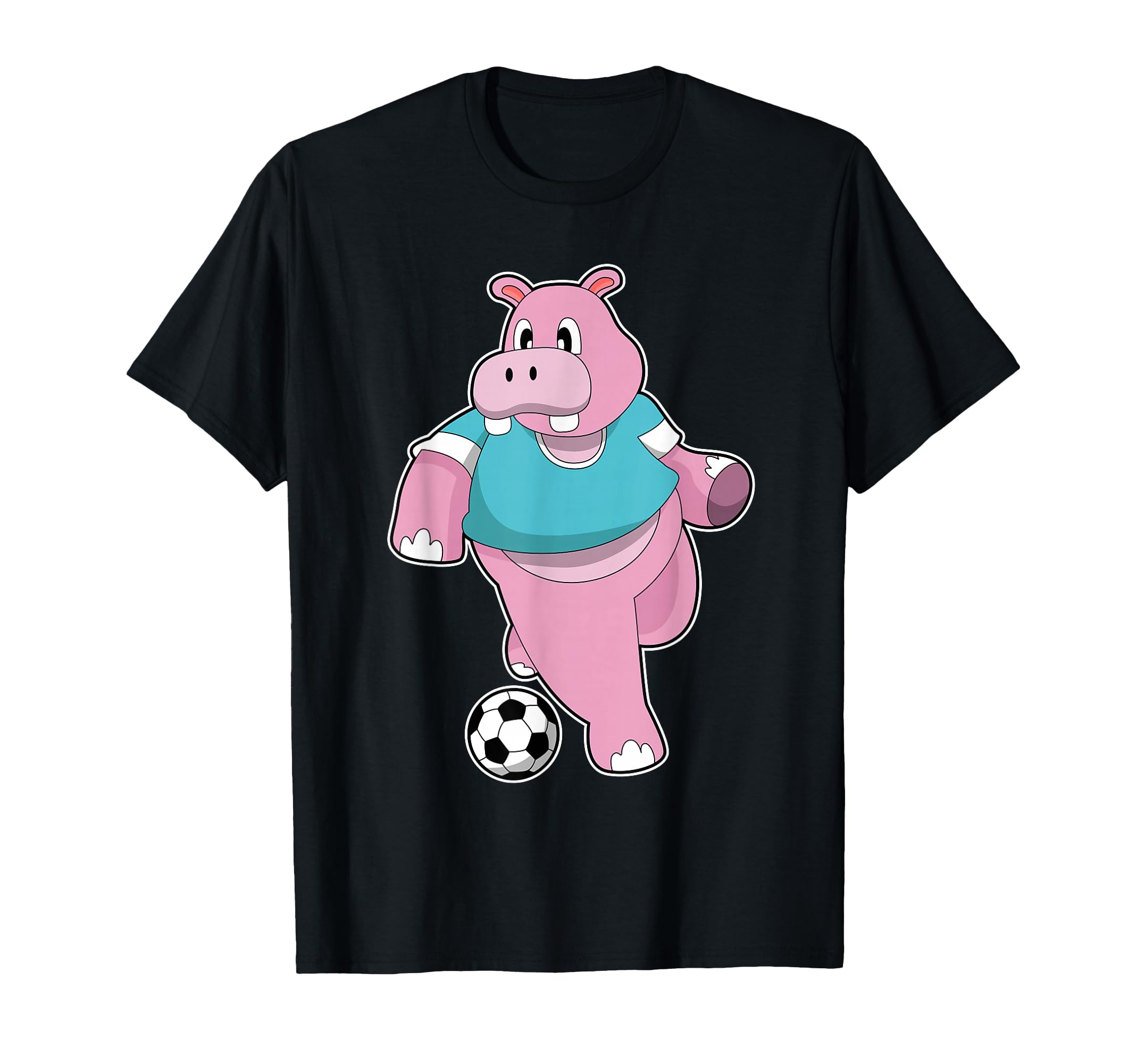 Hippo Soccer Player Soccer Sports T-Shirt - Fun Novelty Design for Adults - T-Shirt, Sweatshirt, Hoodie