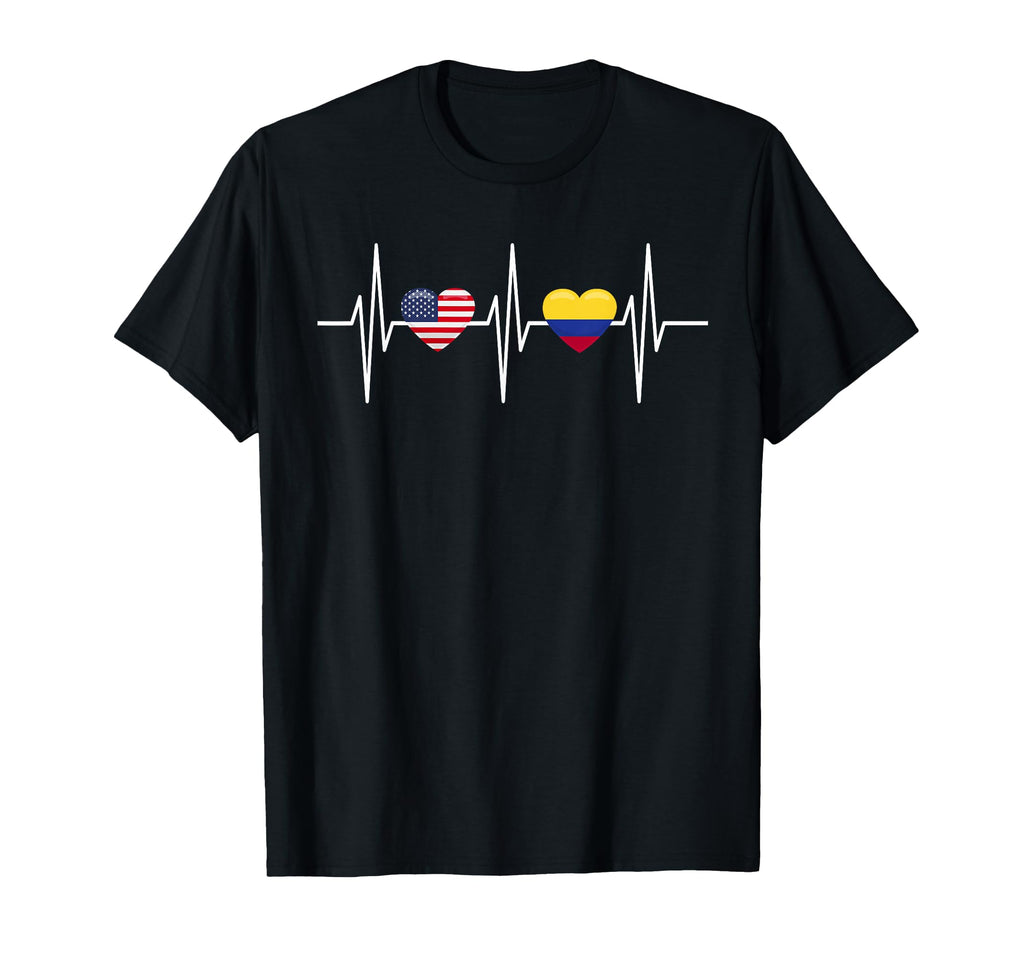 Usa Colombia Heartbeat America Colombian T-Shirt - Graphic Print Unisex - T-Shirt, Sweatshirt, Hoodie