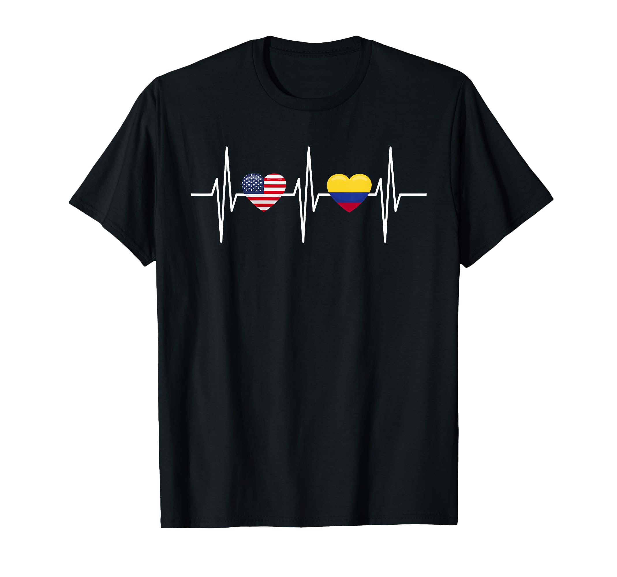 Usa Colombia Heartbeat America Colombian T-Shirt - Graphic Print Unisex - T-Shirt, Sweatshirt, Hoodie
