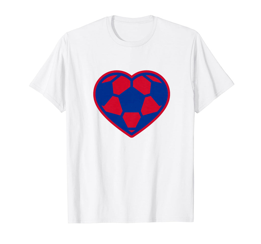 Blue And Red Soccer Heart T-Shirt - Casual Everyday Wear Unisex - T-Shirt, Sweatshirt, Hoodie