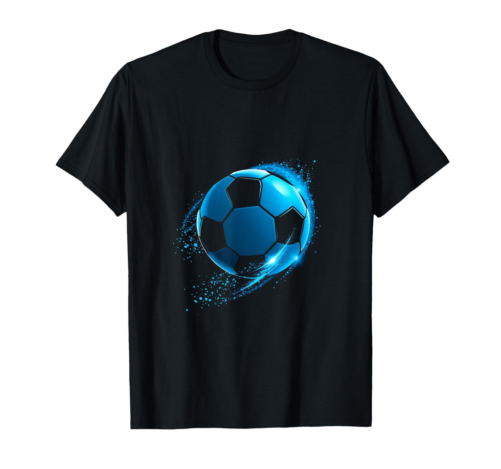 Dynamic Blue Soccer Ball T-Shirt - Custom Art Print for Adults - T-Shirt, Sweatshirt, Hoodie