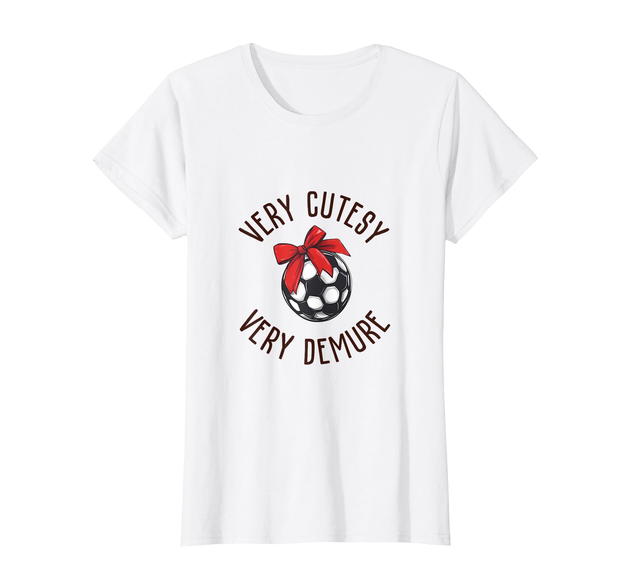 Soccer Ball Demure Bow Sports Aesthetic T-Shirt - Graphic Print for Adults - T-Shirt, Sweatshirt, Hoodie