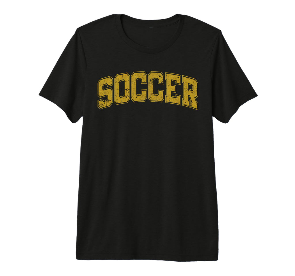 Soccer Varsity Yellow Text Tri Blend T-Shirt - Trendy Graphic Unisex - T-Shirt, Sweatshirt, Hoodie