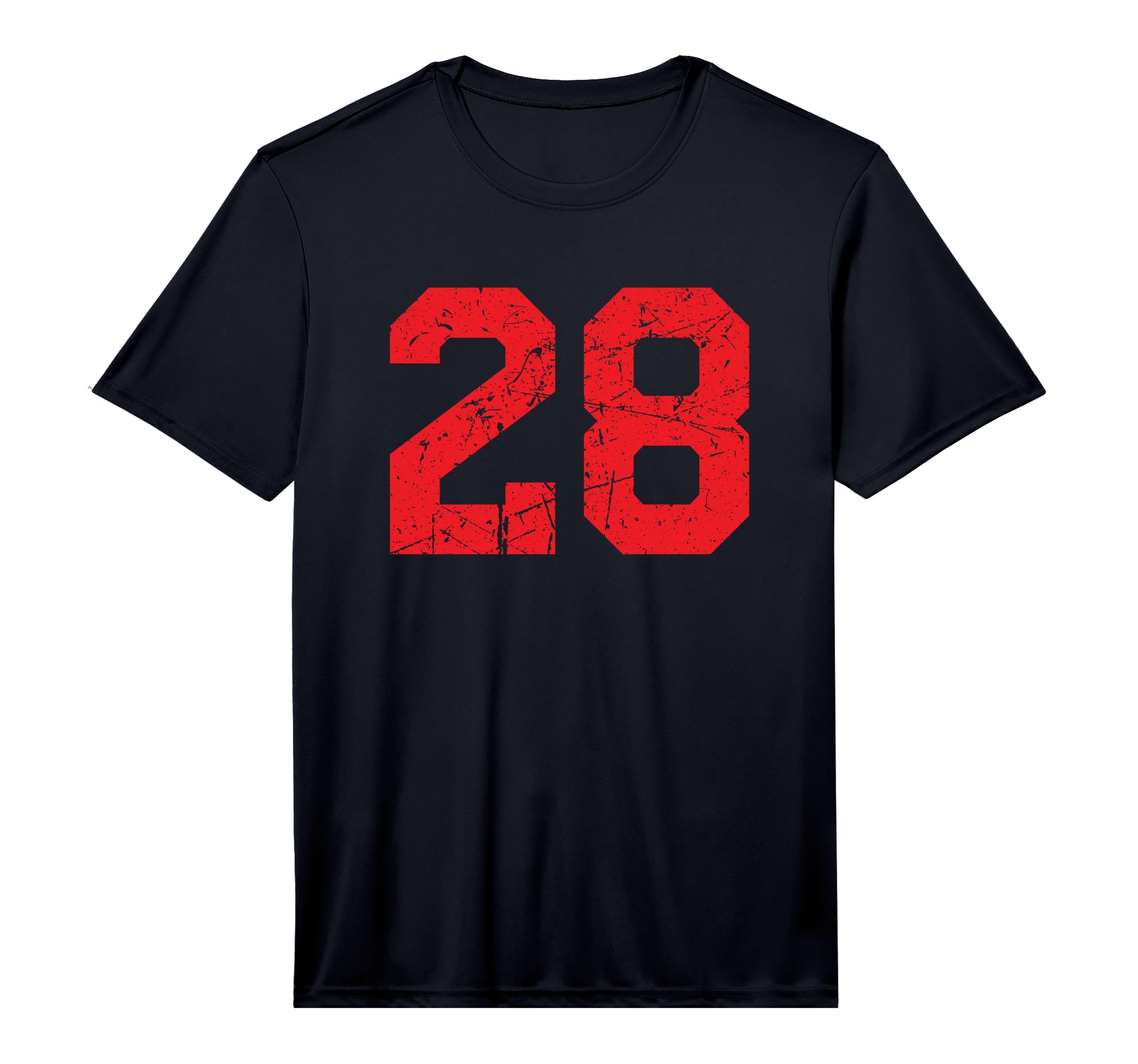 Number 28 Sport Red Distressed Number T-Shirt - Graphic Print Men Women - T-Shirt, Sweatshirt, Hoodie