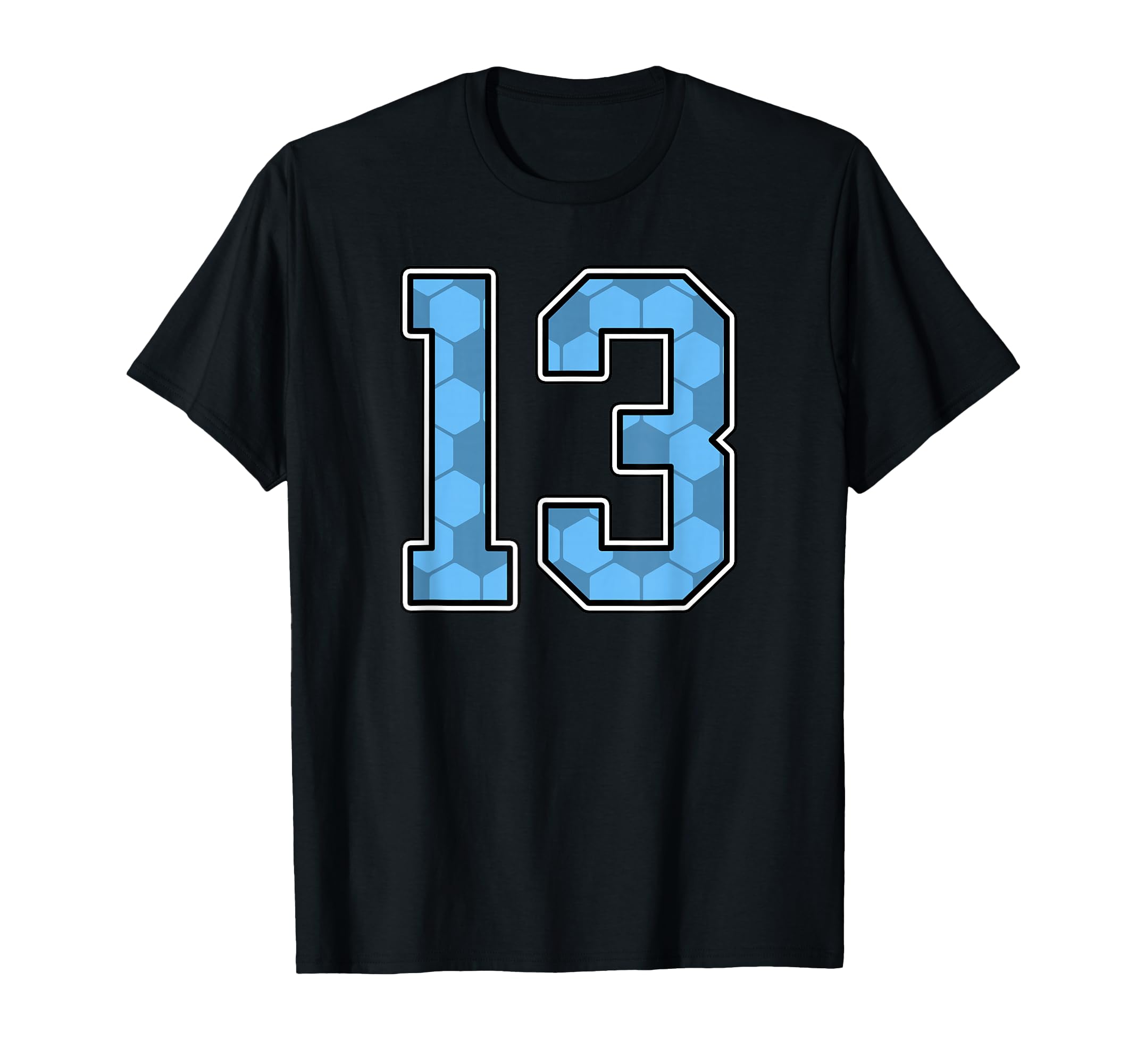 Blue Soccer Pattern Number 13 T-Shirt - Casual Everyday Wear Men Women - T-Shirt, Sweatshirt, Hoodie