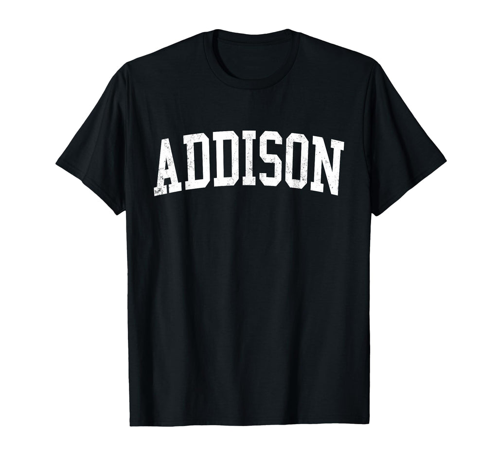Addison Tx Distressed White Varsity T-Shirt - Unique Graphic Unisex - T-Shirt, Sweatshirt, Hoodie