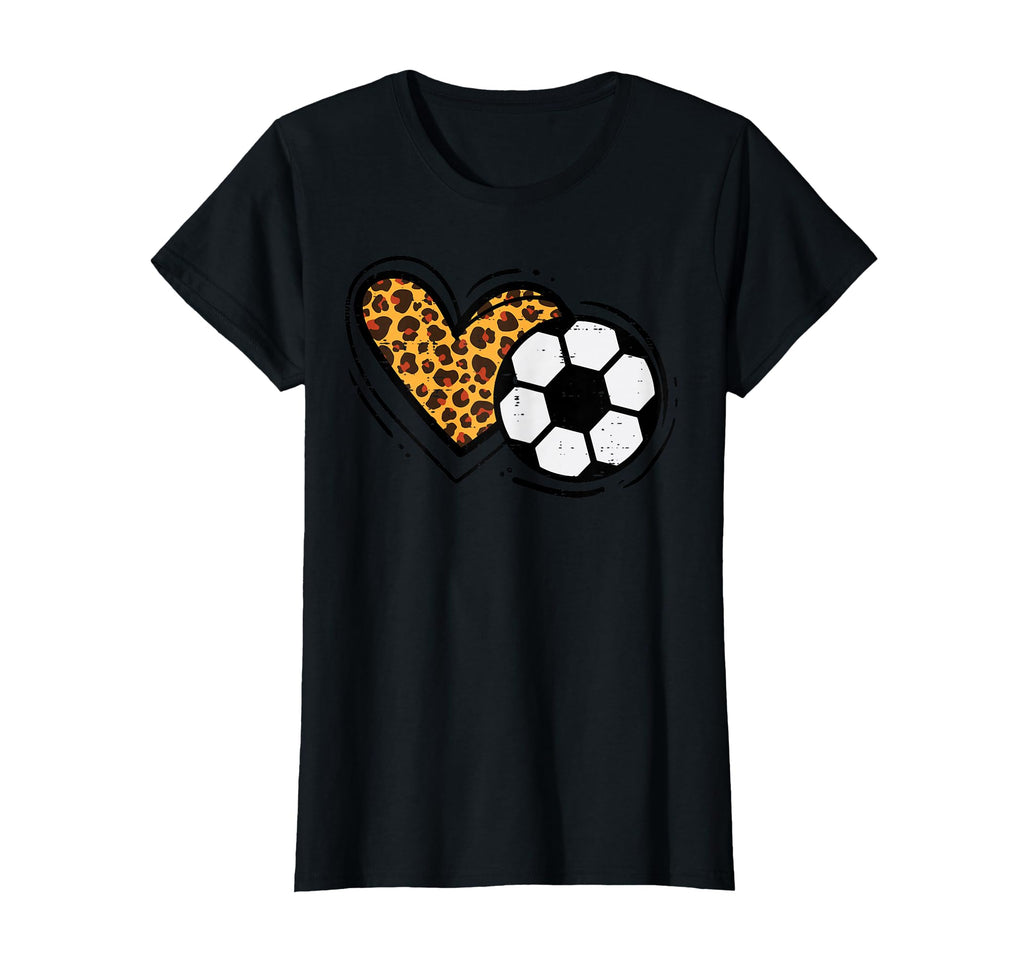 Leopard Heart Soccer Ball Football Mom T-Shirt - Unique Graphic for Adults - T-Shirt, Sweatshirt, Hoodie