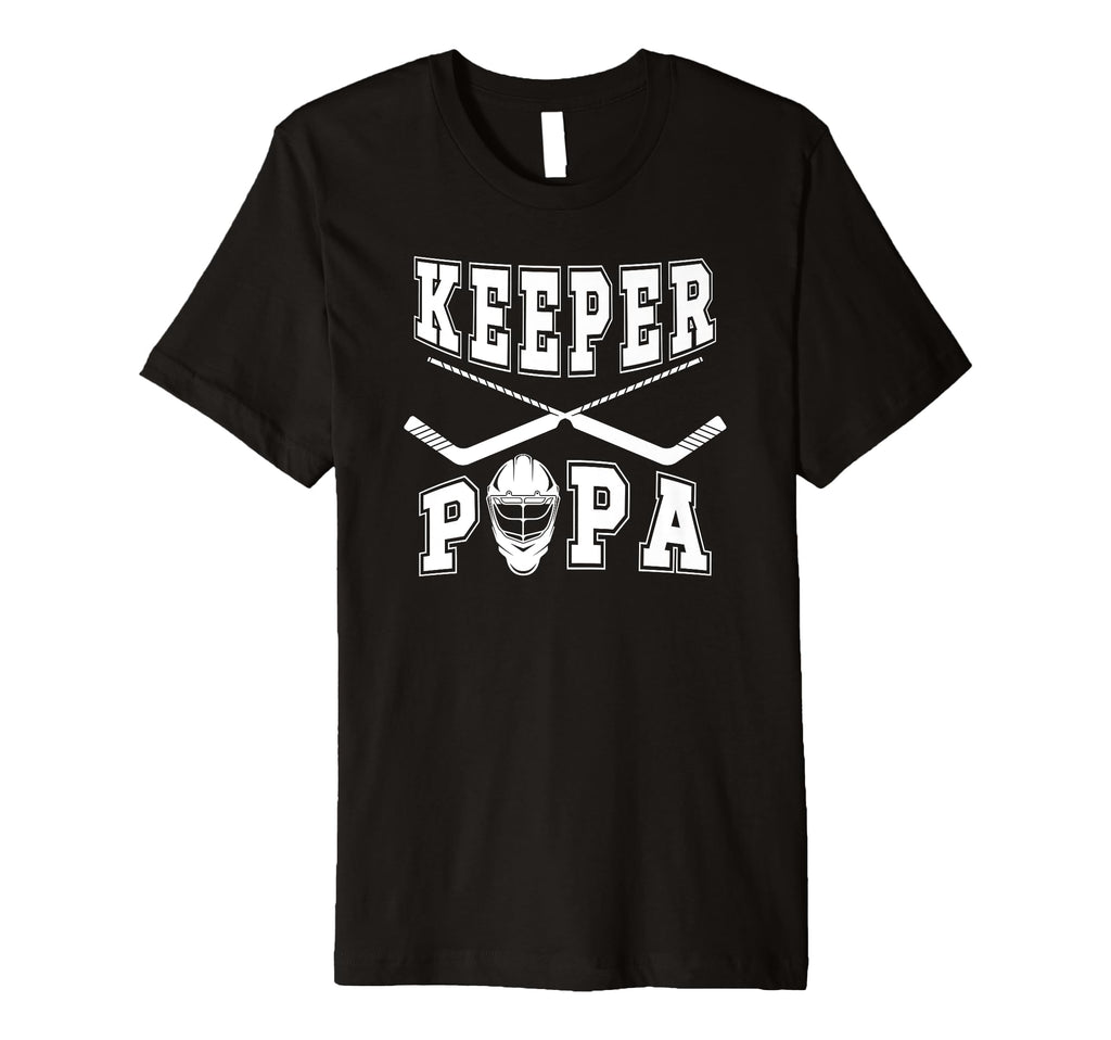 Mens Ice Hockey Keeper Papa Ice Hockey T-Shirt - Minimalist Print Unisex - T-Shirt, Sweatshirt, Hoodie