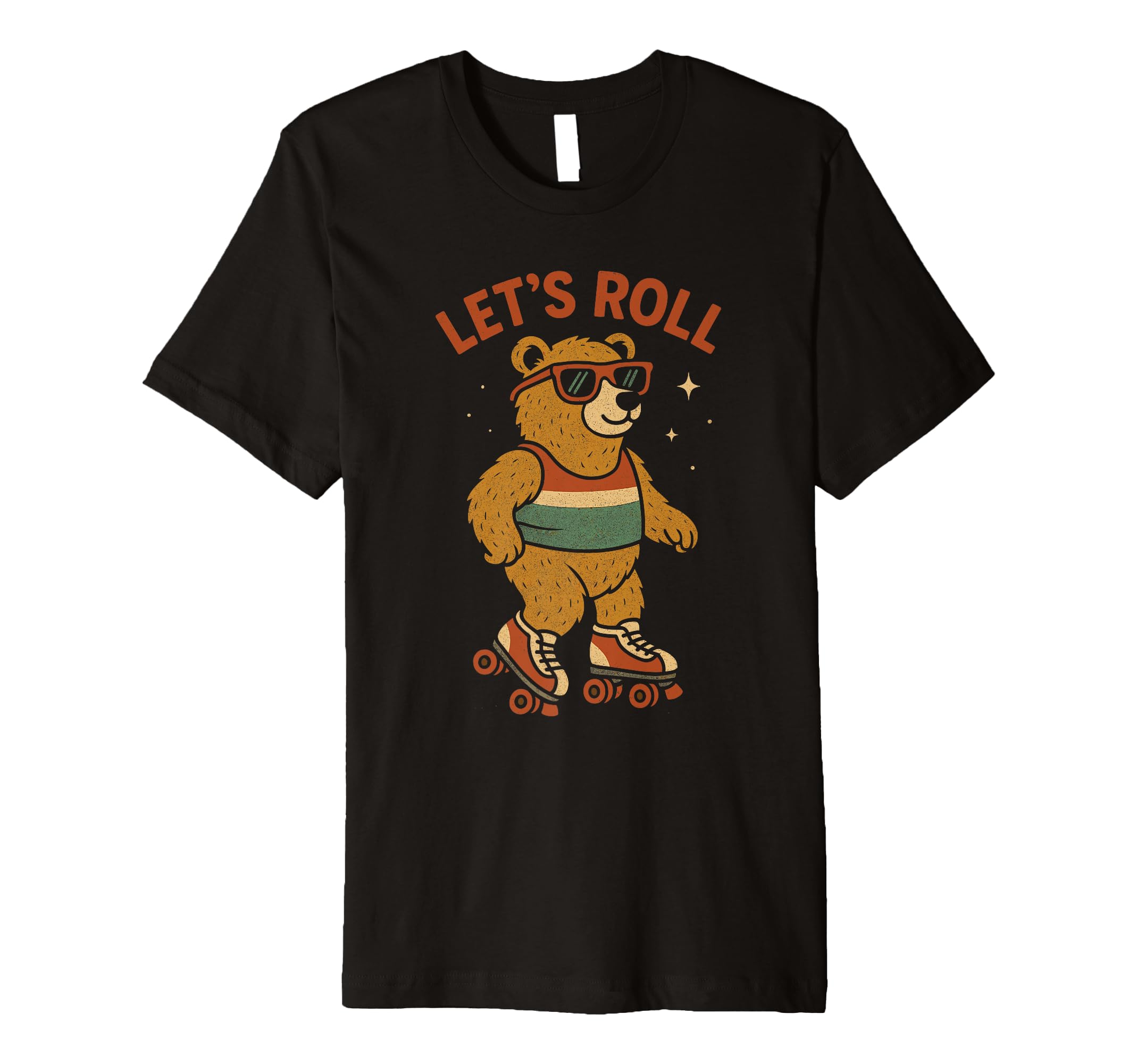 Bear Roller Skates Lets Roll Comic Book T-Shirt - Novelty Apparel Unisex - T-Shirt, Sweatshirt, Hoodie