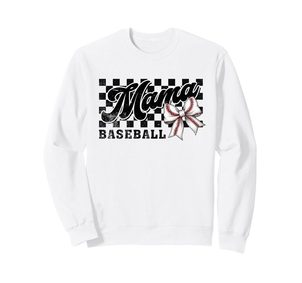 Baseball Mama Game Day Coquette Bow Sweatshirt - Unique Graphic for Adults - T-Shirt, Sweatshirt, Hoodie