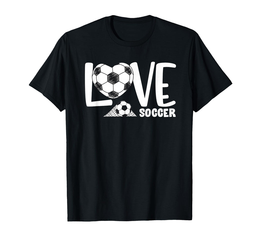 Love Soccer Player Ball And Goal Net T-Shirt - Custom Art Print for Adults - T-Shirt, Sweatshirt, Hoodie