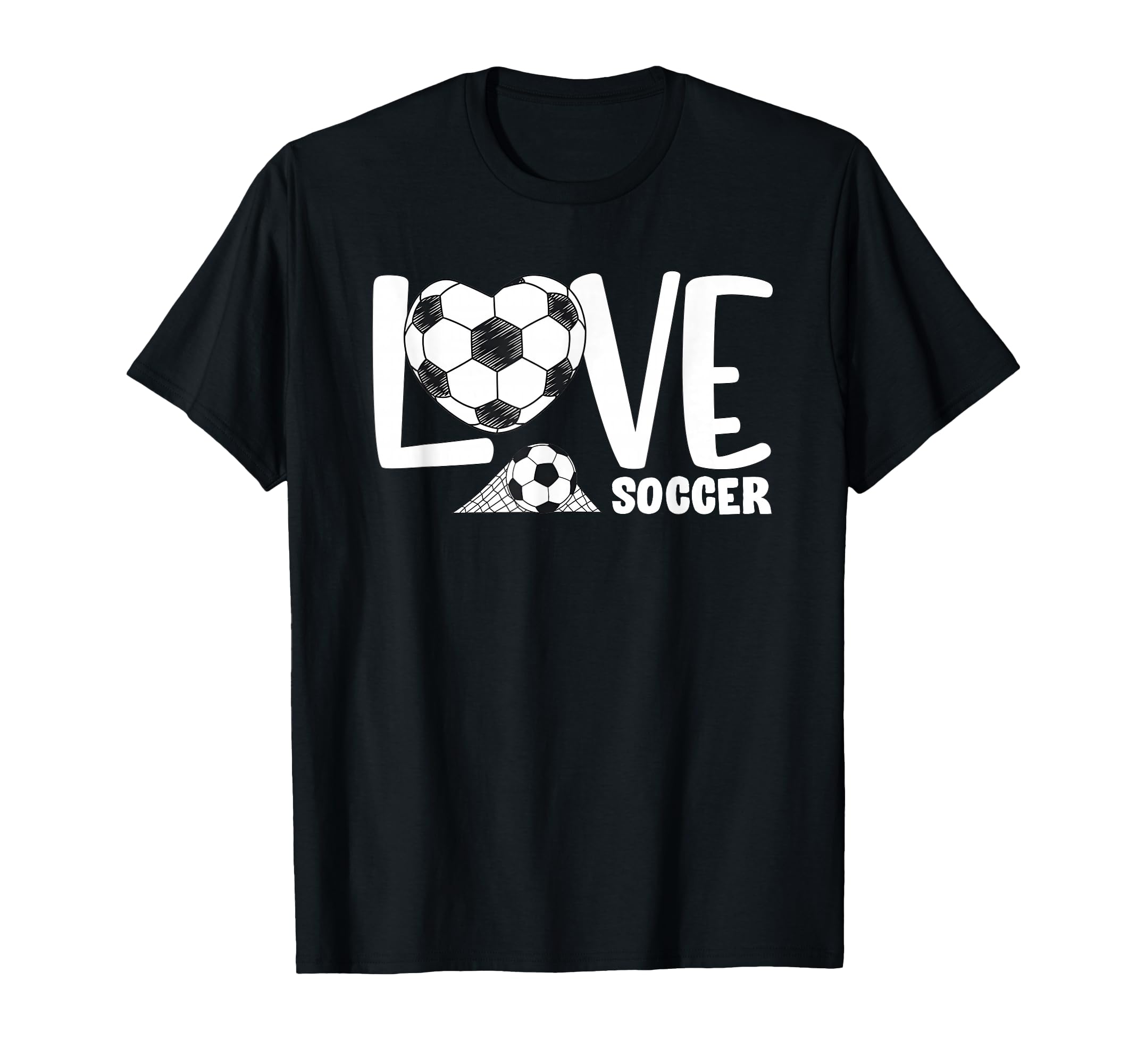 Love Soccer Player Ball And Goal Net T-Shirt - Custom Art Print for Adults - T-Shirt, Sweatshirt, Hoodie