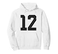 12 White Number 12 Sports Fan Soccer Hoodie - Novelty Apparel Unisex - T-Shirt, Sweatshirt, Hoodie
