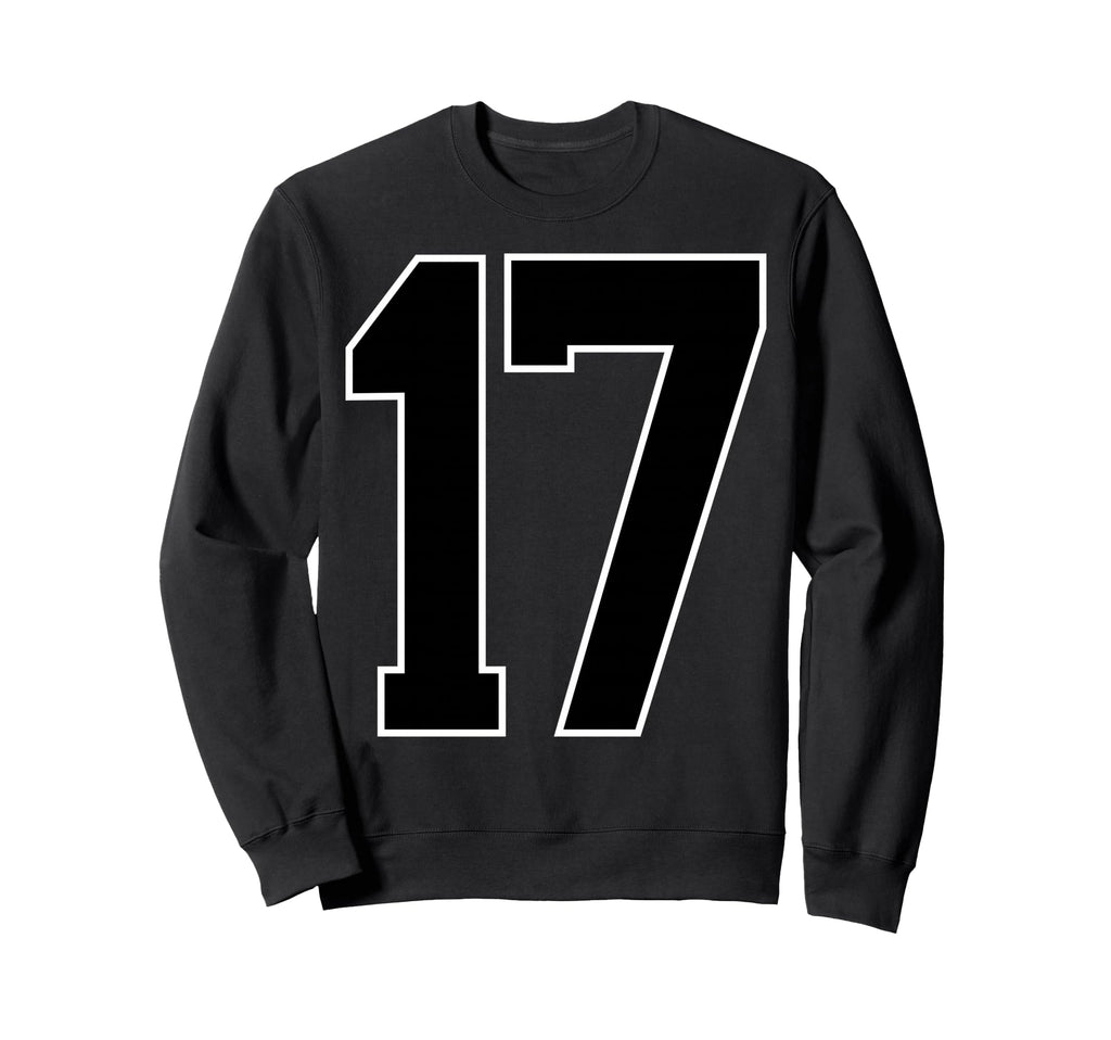 Black Sports Team Number 17 Fan Sweatshirt - Casual Everyday Wear Men Women - T-Shirt, Sweatshirt, Hoodie