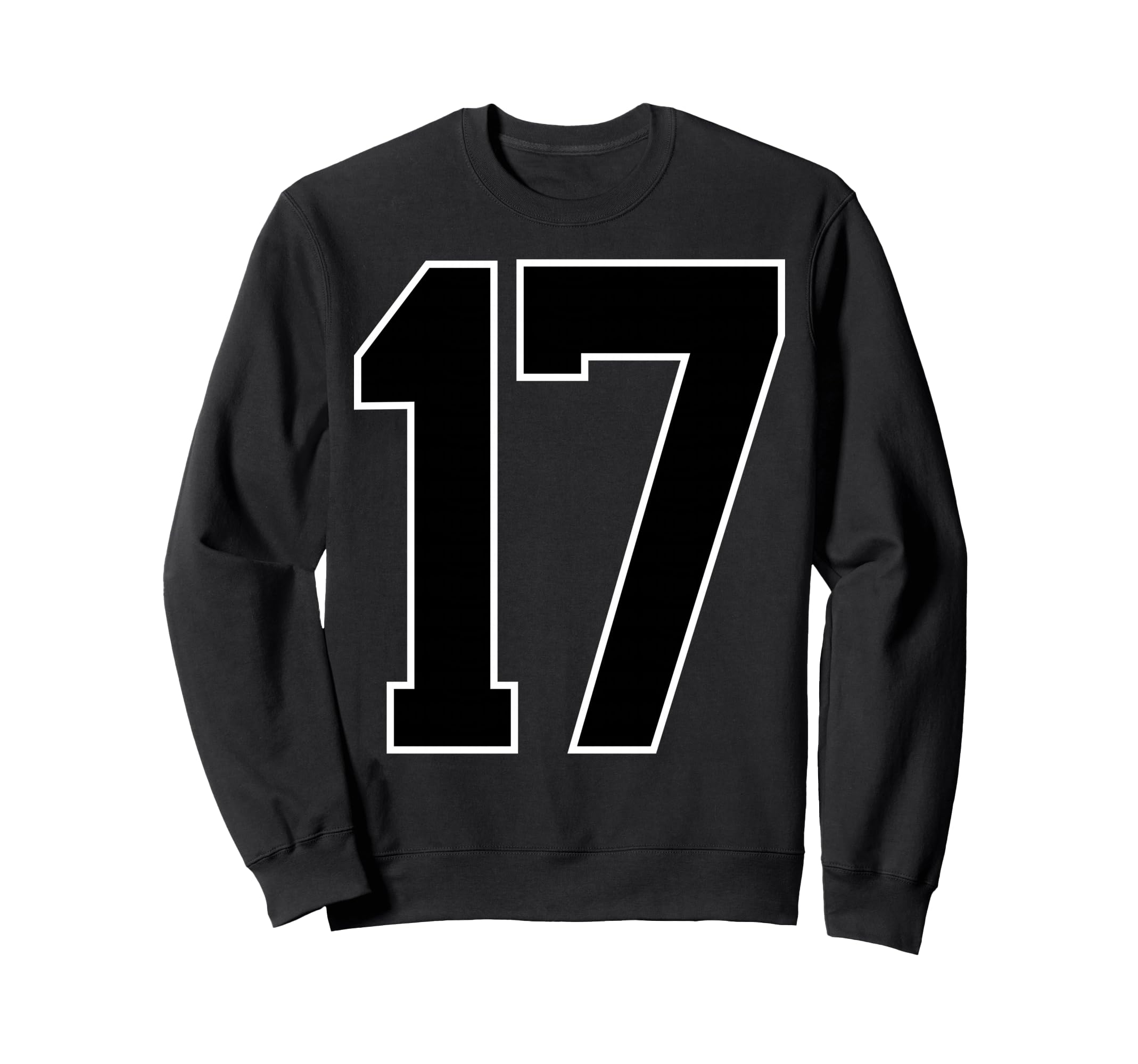 Black Sports Team Number 17 Fan Sweatshirt - Casual Everyday Wear Men Women - T-Shirt, Sweatshirt, Hoodie