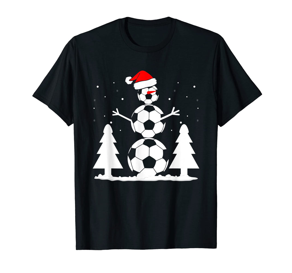 Snowman Soccer Balls Santa Hat Funny T-Shirt - Aesthetic Graphic Men Women - T-Shirt, Sweatshirt, Hoodie