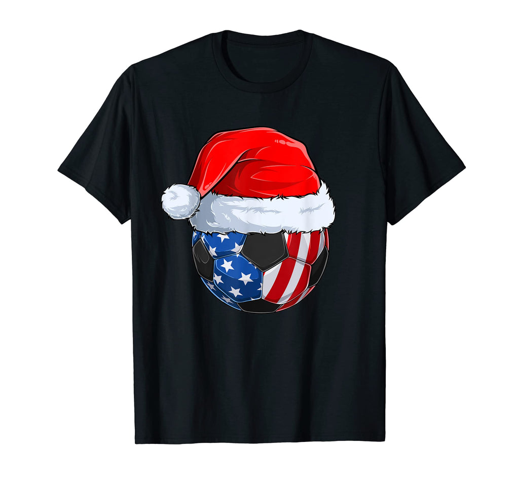 Usa Soccer Ball Flag Santa Claus T-Shirt - Casual Everyday Wear for Adults - T-Shirt, Sweatshirt, Hoodie