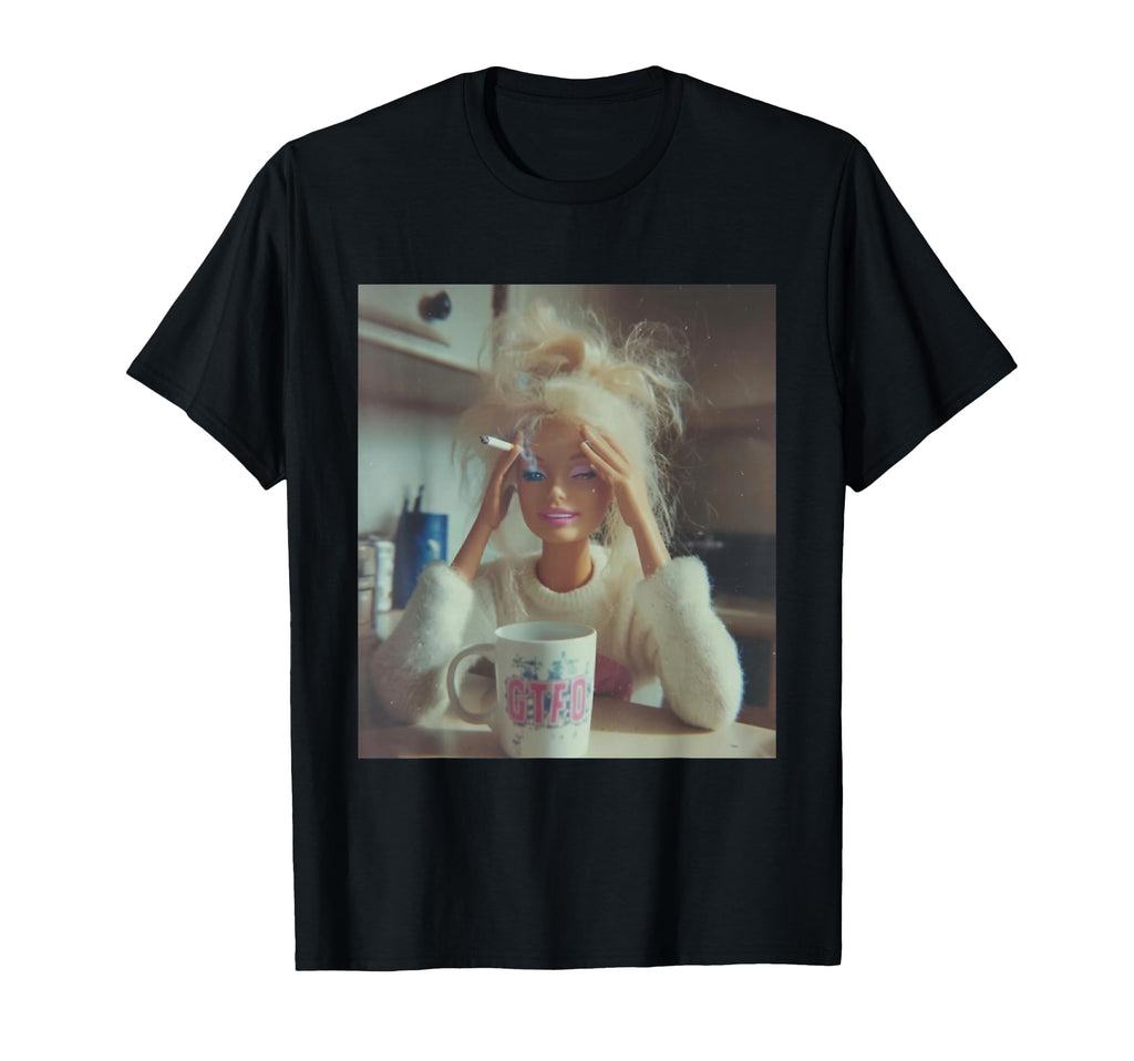 Stressed Doll Morning Coffee Y2K T-Shirt - Minimalist Print for Adults - T-Shirt, Sweatshirt, Hoodie