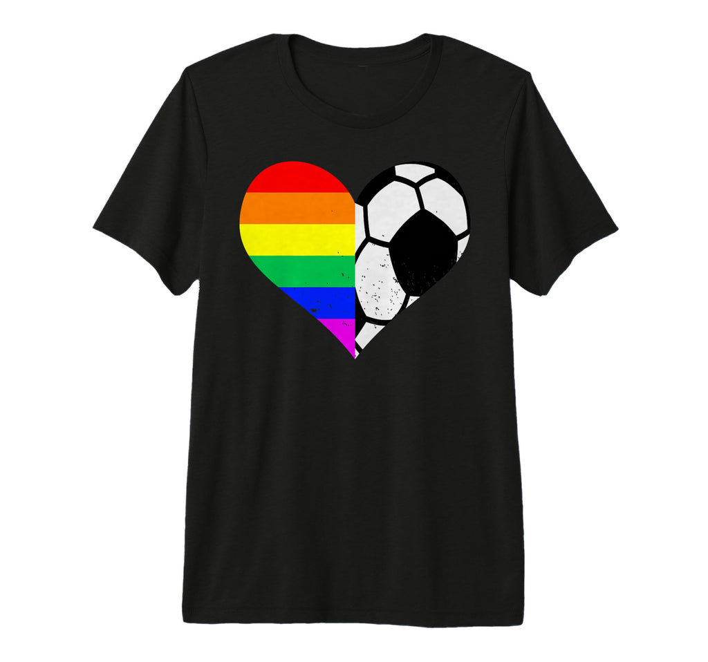 Soccer Lgbt Pride Month Rainbow Heart T-Shirt - Novelty Apparel for Adults - T-Shirt, Sweatshirt, Hoodie