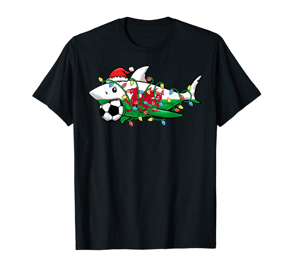 Santa Shark Soccer Football Lights T-Shirt - Custom Art Print Men Women - T-Shirt, Sweatshirt, Hoodie