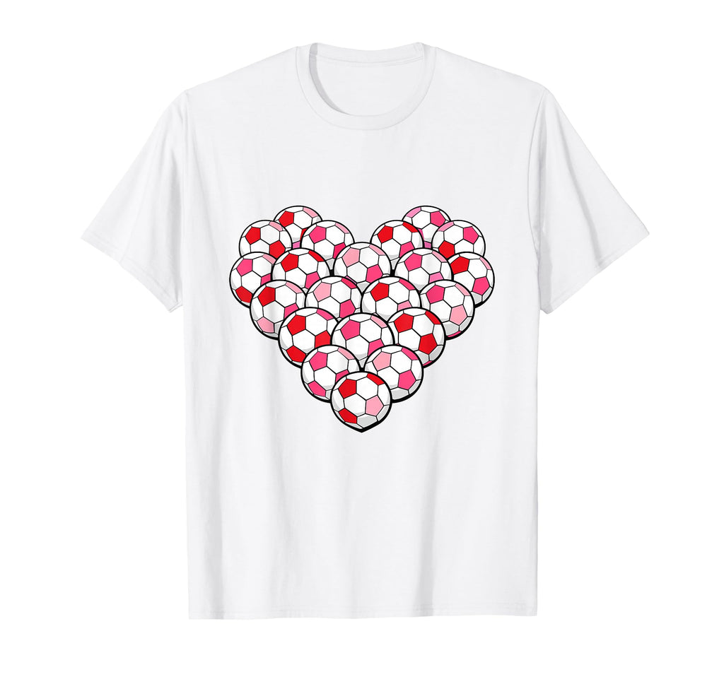 Heart Shaped Soccer Ball Pattern T-Shirt - Aesthetic Graphic for Adults - T-Shirt, Sweatshirt, Hoodie