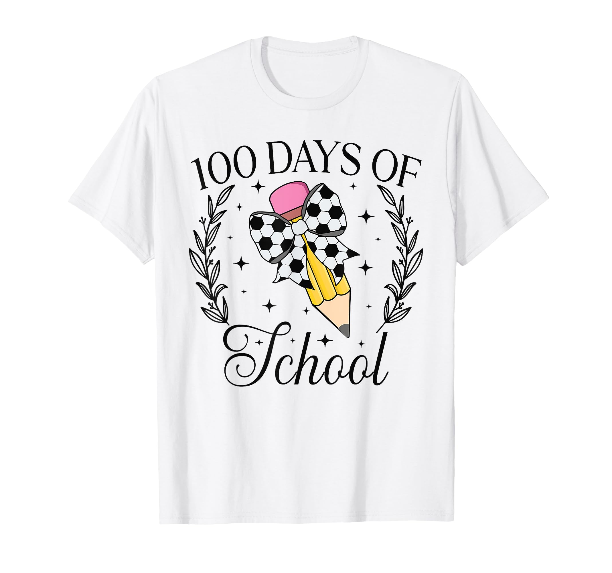 100 Days School Soccer Coquette Pencil Bow T-Shirt - Trendy Graphic Unisex - T-Shirt, Sweatshirt, Hoodie