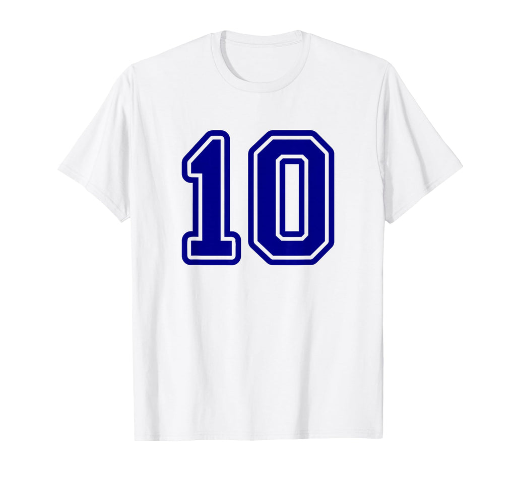 Blue Sports Team Number 10 T-Shirt - Custom Art Print Men Women - T-Shirt, Sweatshirt, Hoodie