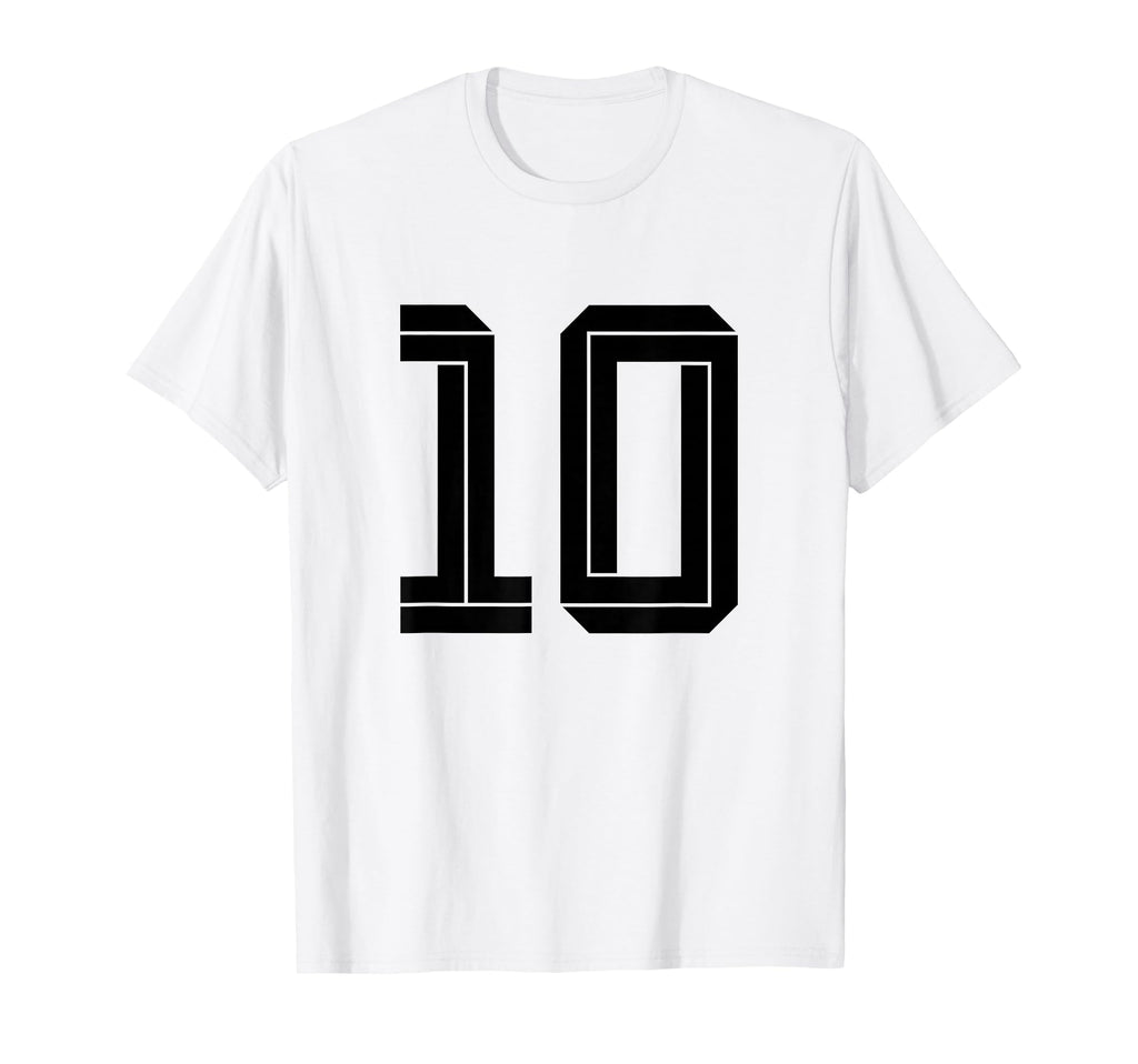 10 White Number 10 Sports Fan T-Shirt - Fun Novelty Design for Adults - T-Shirt, Sweatshirt, Hoodie