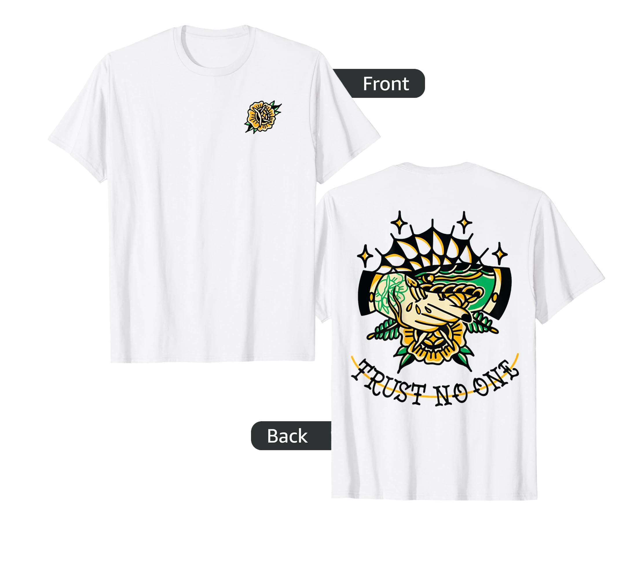 Trust No One Snake Traditional Tattoo T-Shirt - Trendy Graphic for Adults - T-Shirt, Sweatshirt, Hoodie