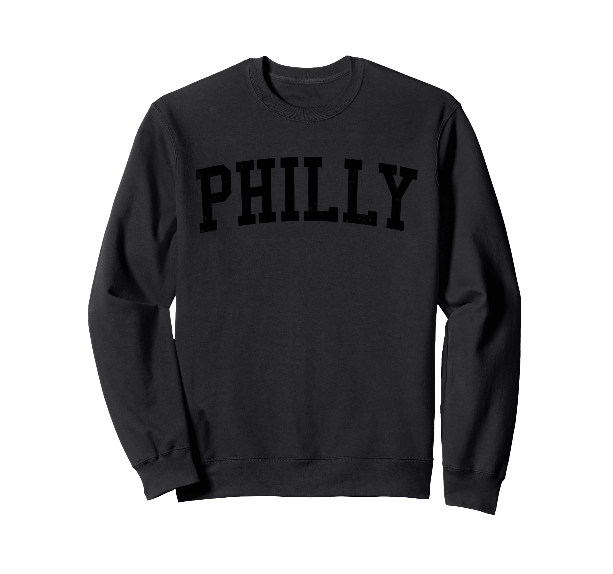 Philly Distressed Black Varsity Sweatshirt - Minimalist Print for Adults - T-Shirt, Sweatshirt, Hoodie