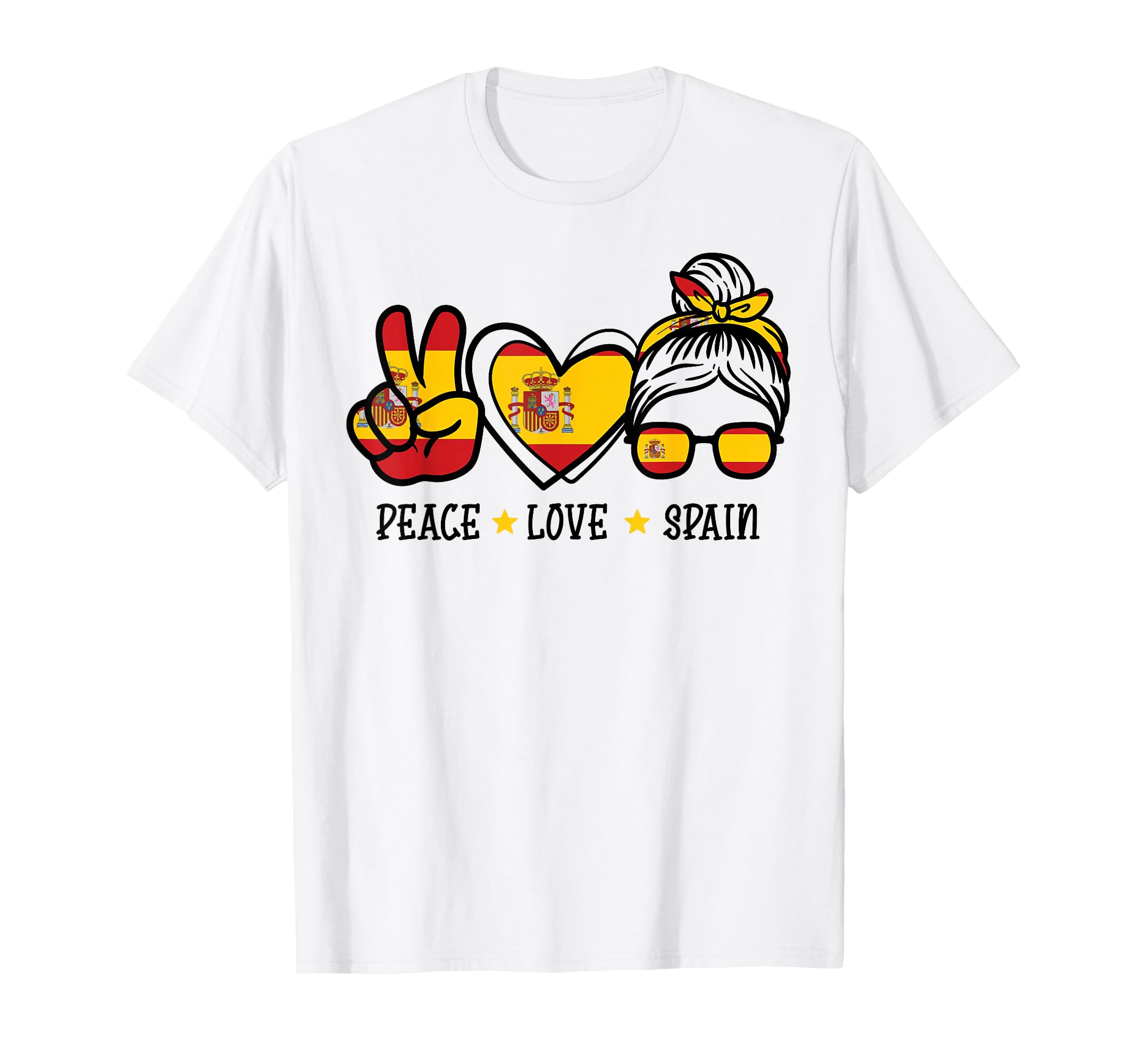 Peace Love Spain Messy Bun Spanish T-Shirt - Streetwear Style for Adults - T-Shirt, Sweatshirt, Hoodie