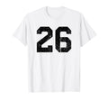 26 Distressed Black Sports Team Number T-Shirt - Unique Graphic Men Women - T-Shirt, Sweatshirt, Hoodie